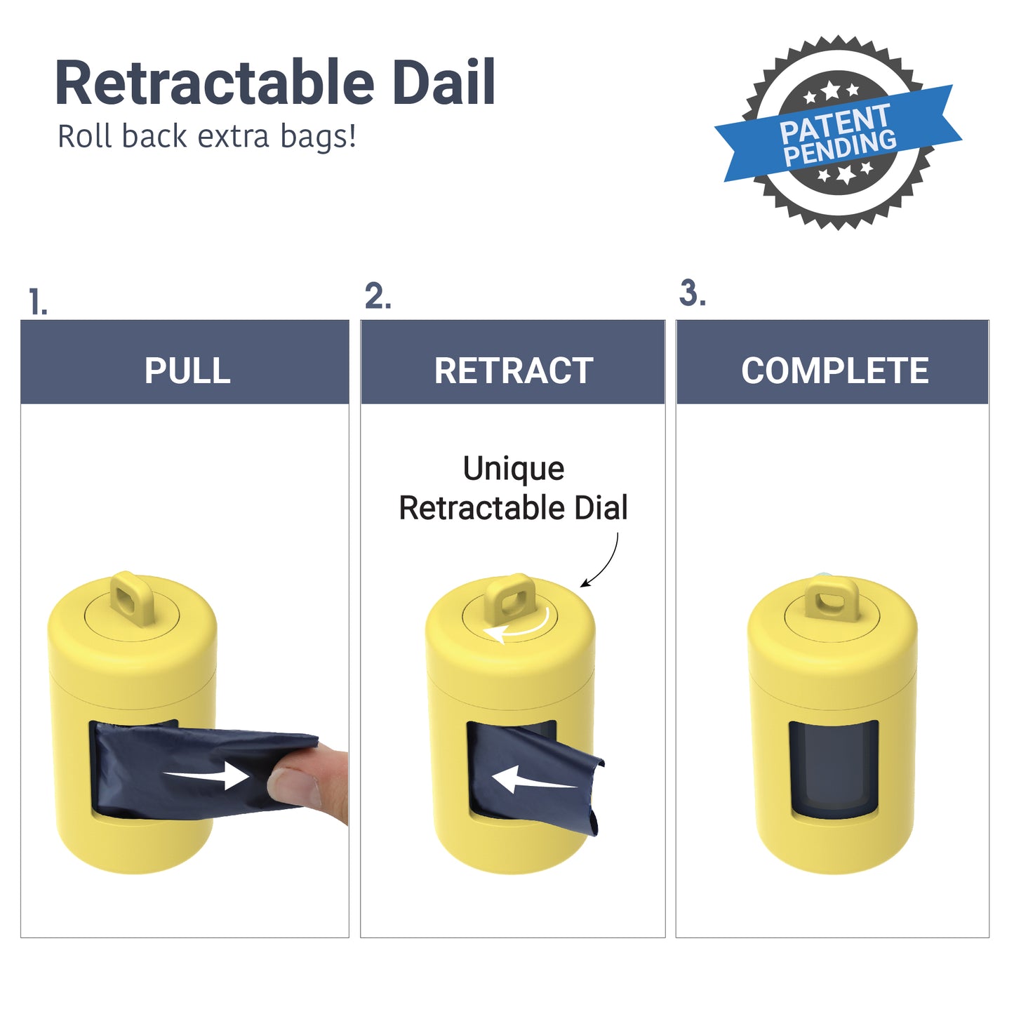 Retractable waste bag dispenser